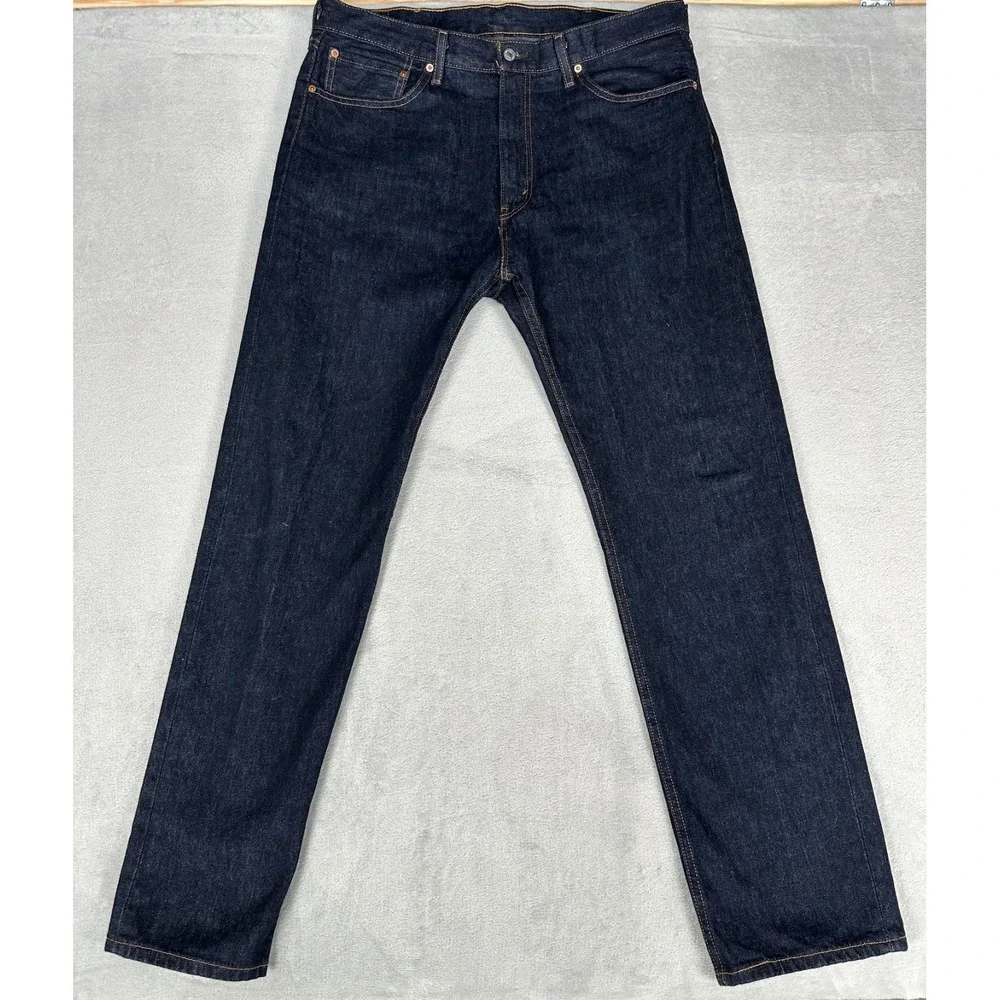 Levis 505 Jeans Mens 38x34 Blue Regular Straight Mid Rise Dark Wash